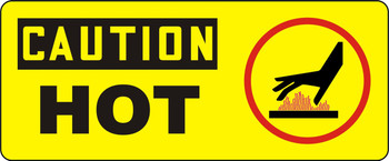 OSHA Caution Safety Sign: Hot (Hand Pictogram) 7" x 17" Adhesive Vinyl 1/Each - MEQM709VS