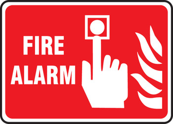 Safety Sign: Fire Alarm (Graphic Red Background) 7" x 10" Adhesive Vinyl 1/Each - MEXG519VS