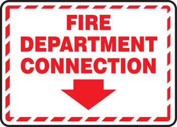 FDC Reflective Sign: Fire Department Connection (Border And Arrow) 7" x 10" Plastic 1/Each - MEXG541VP