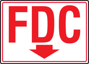 FDC Reflective Sign: FDC (Red On White With Arrow) 7" x 10" Adhesive Vinyl 1/Each - MEXG543VS