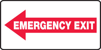 Safety Sign: Emergency Exit (White Text In Left Red Arrow) 7" x 14" Dura-Fiberglass 1/Each - MEXT403XF
