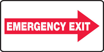 Safety Sign: Emergency Exit (White Text In Right Red Arrow) 7" x 14" Aluminum 1/Each - MEXT405VA