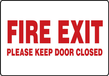 Safety Sign: Fire Exit - Please Keep Door Closed 10" x 14" Adhesive Dura-Vinyl 1/Each - MEXT409XV
