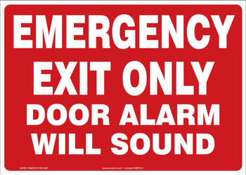 Safety Sign: Emergency Exit Only - Door Alarm Will Sound 10" x 14" Accu-Shield - MEXT411XP