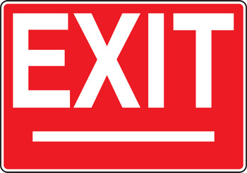 Safety Sign: Exit (White On Red with Arrowheads) 10" x 14" Adhesive Vinyl 1/Each - MEXT422VS