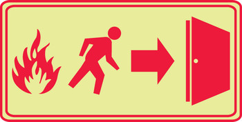 Glow-In-The-Dark Safety Sign: (Fire Exit To The Right) 7" x 14" Lumi-Glow Flex 1/Each - MEXT432GF