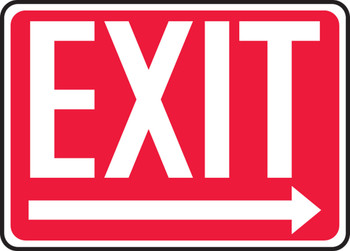 Safety Sign: Exit (right) 10" x 14" Adhesive Vinyl - MEXT442VS