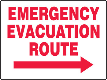 Safety Sign: Emergency Evacuation Route (Right Arrow) 18" x 24" Adhesive Vinyl 1/Each - MEXT524VS