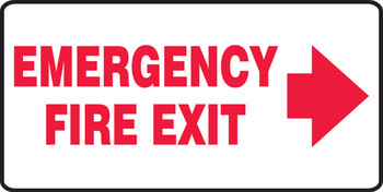 Safety Sign: Emergency Fire Exit (Right Arrow) 7" x 14" Plastic 1/Each - MEXT533VP