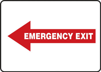 Safety Sign: Emergency Exit (White Text In Left Red Arrow) 7" x 10" Dura-Fiberglass 1/Each - MEXT558XF
