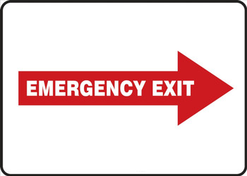 Safety Sign: Emergency Exit (White Text In Right Red Arrow) 7" x 10" Aluma-Lite 1/Each - MEXT559XL