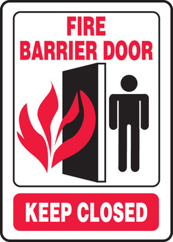 Safety Sign: Fire Barrier Door - Keep Closed 14" x 10" Aluminum 1/Each - MEXT577VA