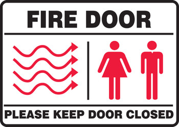 Safety Sign: Fire Door - Please Keep Door Closed (Graphic) 7" x 10" Aluminum - MEXT582VA