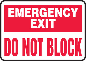 Safety Sign: Emergency Exit - Do Not Block 10" x 14" Dura-Fiberglass 1/Each - MEXT900XF