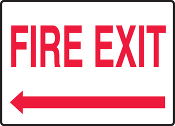 Safety Sign: Fire Exit (Left Arrow) 10" x 14" Plastic 1/Each - MEXT919VP