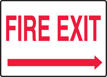 Safety Sign: Fire Exit (Right Arrow) 10" x 14" Adhesive Vinyl 1/Each - MEXT920VS