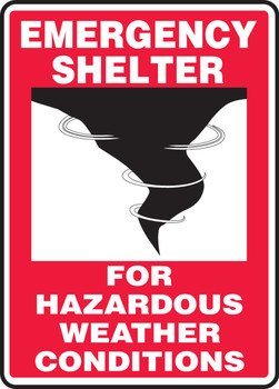 Emergency Shelter Signs: For Hazardous Weather Conditions 24" x 18" Aluminum 1/Each - MFEX502VA