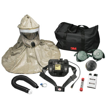 The 3M RBE-L10 CBRN First Responder Hooded PAPR hood powered air purifying respirator system helps provide respiratory protection to first responders, law enforcement, military and health care professionals needing protection from or responding to natural disasters or acts of terrorism. The 3M RBE-L10 CBRN First Responder Hooded PAPR hood powered air purifying respirator system helps provide respiratory protection to first responders, law enforcement, military and health care professionals needing protection from or responding to natural disasters or acts of terrorism.