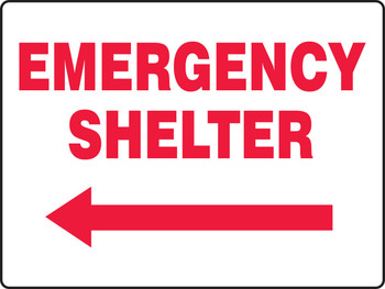 Safety Sign: Emergency Shelter (Left Arrow) 18" x 24" Aluminum 1/Each - MFEX515VA