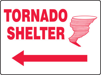 Safety Sign: Tornado Shelter (Graphic And Left Arrow) 18" x 24" Dura-Fiberglass 1/Each - MFEX519XF