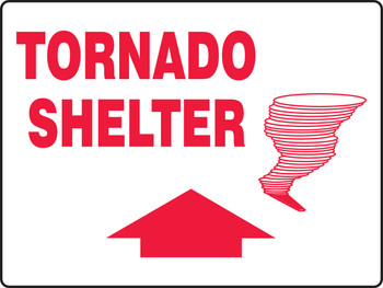 Safety Sign: Tornado Shelter (Graphic And Up Arrow) 18" x 24" Aluminum 1/Each - MFEX521VA