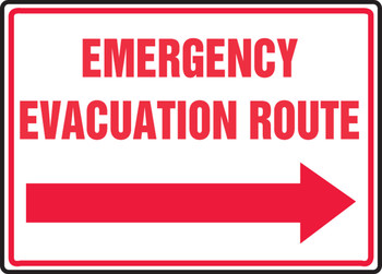 Safety Sign: Emergency Evacuation Route (Right Arrow) 10" x 14" Plastic / - MFEX551VP