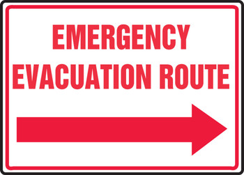 Safety Sign: Emergency Evacuation Route (Right Arrow) 10" x 14" Adhesive Vinyl - MFEX551VS