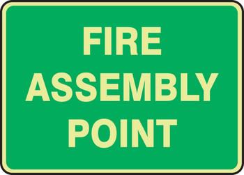 Glow-In-The-Dark Safety Sign: Fire Assembly Point 14" x 20" Lumi-Glow Flex 1/Each - MFEX936GF