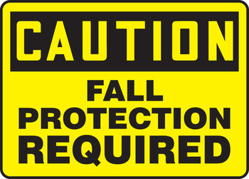 OSHA Caution Safety Sign: Fall Protection Required 7" x 10" Plastic - MFPR612VP