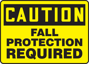OSHA Caution Safety Sign: Fall Protection Required 7" x 10" Adhesive Vinyl - MFPR612VS