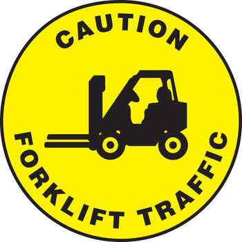 Slip-Gard Floor Sign: Caution - Forklift Traffic (Graphic) 8" Slip-Gard - MFS0308