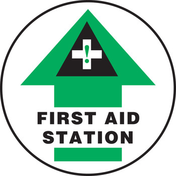 Slip-Gard Floor Sign: First Aid Station (Arrow) 8" Slip-Gard - MFS2108
