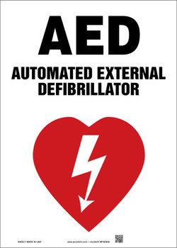 Safety Sign: AED - Automated External Defibrillator English 10" x 7" Dura-Plastic 1/Each - MFSD402XT