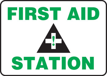 Safety Sign: First Aid Station English 14" x 20" Adhesive Dura-Vinyl 1/Each - MFSD410XV
