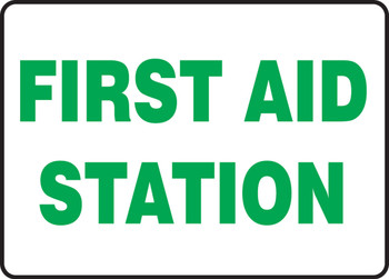 Safety Sign: First Aid Station 7" x 10" Adhesive Dura-Vinyl 1/Each - MFSD414XV