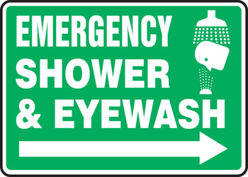 Safety Sign: Emergency Shower & Eyewash (Right Arrow) 7" x 10" Dura-Fiberglass 1/Each - MFSD428XF
