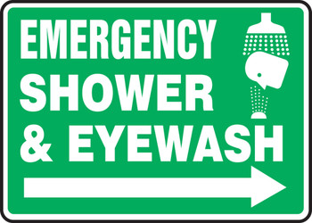 Safety Sign: Emergency Shower & Eyewash (Right Arrow) 7" x 10" Aluma-Lite 1/Each - MFSD428XL