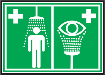 Safety Sign: First Aid - Emergency Shower and Eye Wash (Pictogram) 10" x 14" Aluminum 1/Each - MFSD430VA