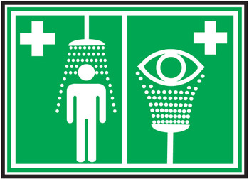 Safety Sign: First Aid - Emergency Shower and Eye Wash (Pictogram) 10" x 14" Dura-Plastic 1/Each - MFSD430XT