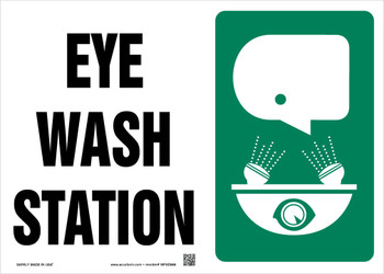 Safety Sign: Eye Wash Station 7" x 10" Plastic - MFSD431VP