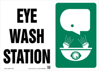 Safety Sign: Eye Wash Station 7" x 10" Dura-Fiberglass 1/Each - MFSD431XF