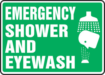 Safety Sign: Emergency Shower And Eyewash 7" x 10" Plastic - MFSD450VP