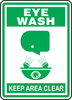 Safety Sign: Eye Wash - Keep Area Clear 14" x 10" Adhesive Vinyl 1/Each - MFSD512VS