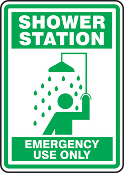 Safety Sign: Shower Station - Emergency Use Only 14" x 10" Adhesive Dura-Vinyl 1/Each - MFSD525XV
