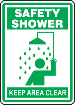 Safety Sign: Safety Shower - Keep Area Clear 14" x 10" Aluminum 1/Each - MFSD529VA