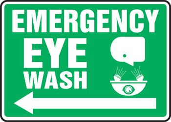 Safety Sign: Emergency Eye Wash 10" x 14" Adhesive Vinyl - MFSD539VS