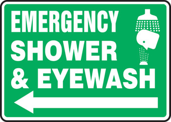 Safety Sign: Emergency Shower And Eyewash (Graphic And Arrow) 10" x 14" Aluminum 1/Each - MFSD540VA