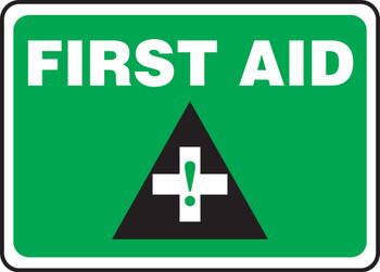 Safety Sign: First Aid 7" x 10" Adhesive Vinyl / - MFSD543VS