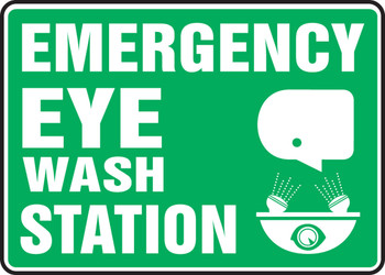 Safety Sign: Emergency Eye Wash Station 10" x 14" Plastic - MFSD544VP