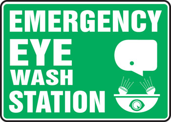 Safety Sign: Emergency Eye Wash Station 10" x 14" Dura-Plastic 1/Each - MFSD544XT